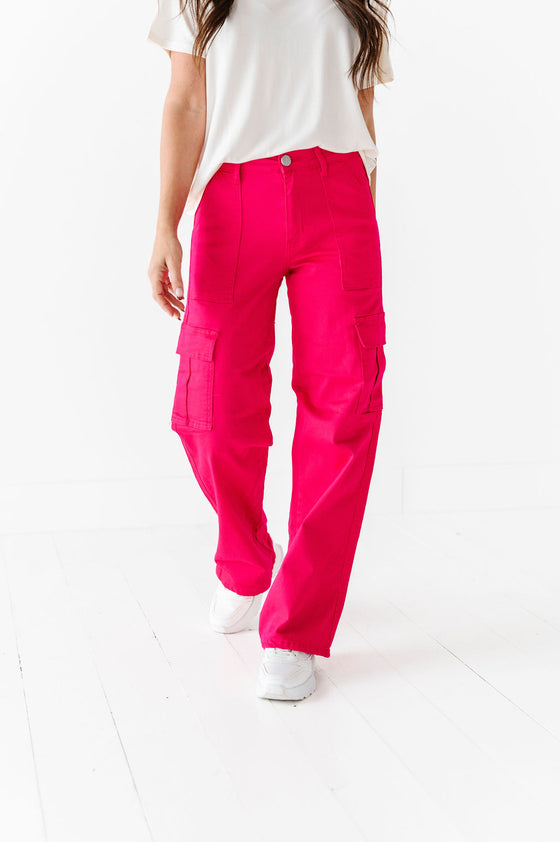 Spencer Cargo Jeans in Magenta