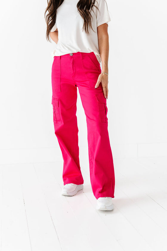 Spencer Cargo Jeans in Magenta