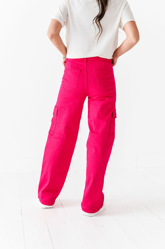 Spencer Cargo Jeans in Magenta