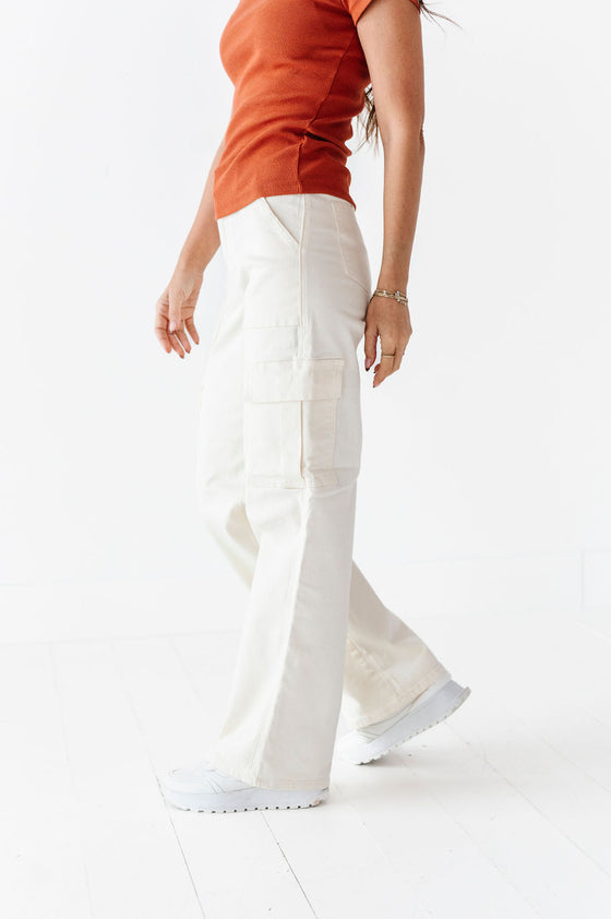 Spencer Cargo Jeans in Ivory