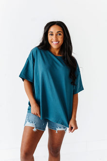  Lisa Oversized Boyfriend Tee in Dark Teal