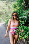 Hawaiian Sunset High Waisted Ruched Bottoms