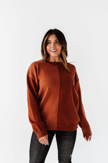  Senna Colorblock Sweater in Rust