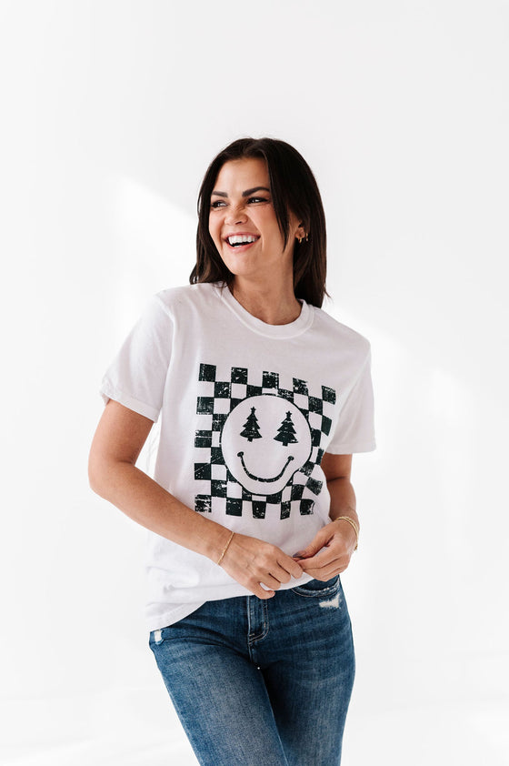 Christmas Smiles Graphic Tee in White