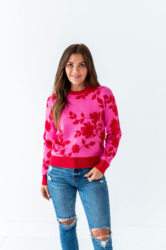 McKinley Jacquard Sweater in Hot Pink