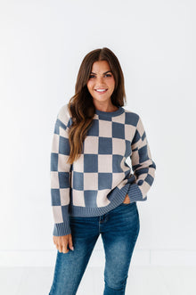  Sawyer Checkered Sweater in Blue