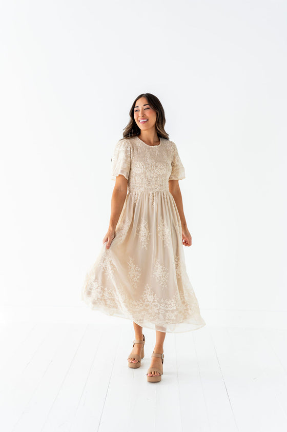 Elizabeth Embroidered Smocked Dress