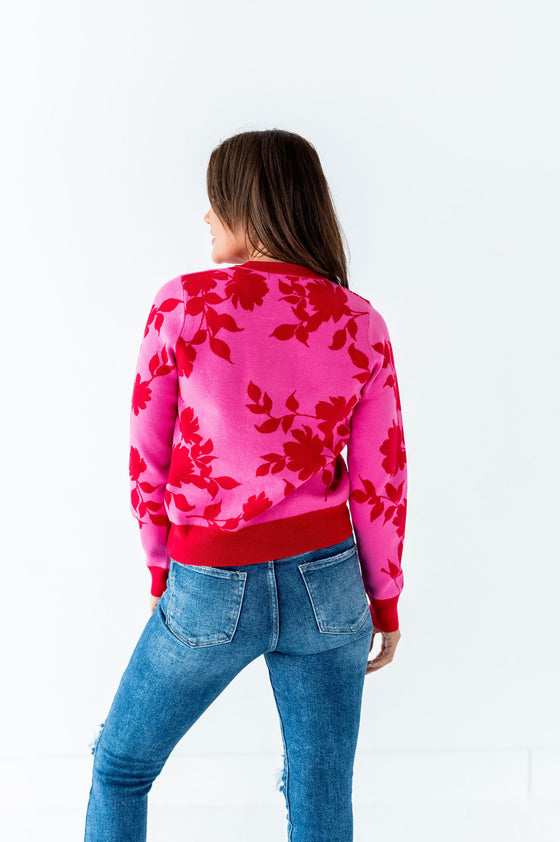 McKinley Jacquard Sweater in Hot Pink