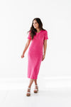 Harper Short Sleeve Dress in Hot Pink