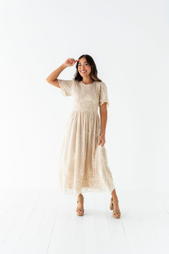 Elizabeth Embroidered Smocked Dress