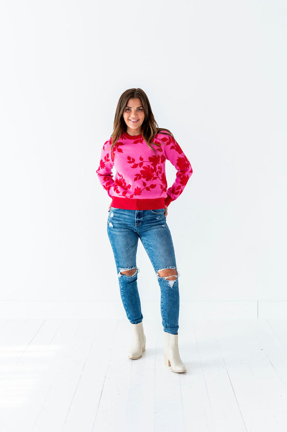 McKinley Jacquard Sweater in Hot Pink