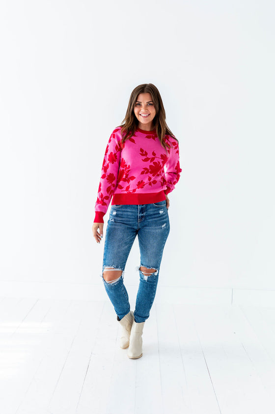 McKinley Jacquard Sweater in Hot Pink