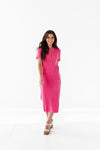 Harper Short Sleeve Dress in Hot Pink