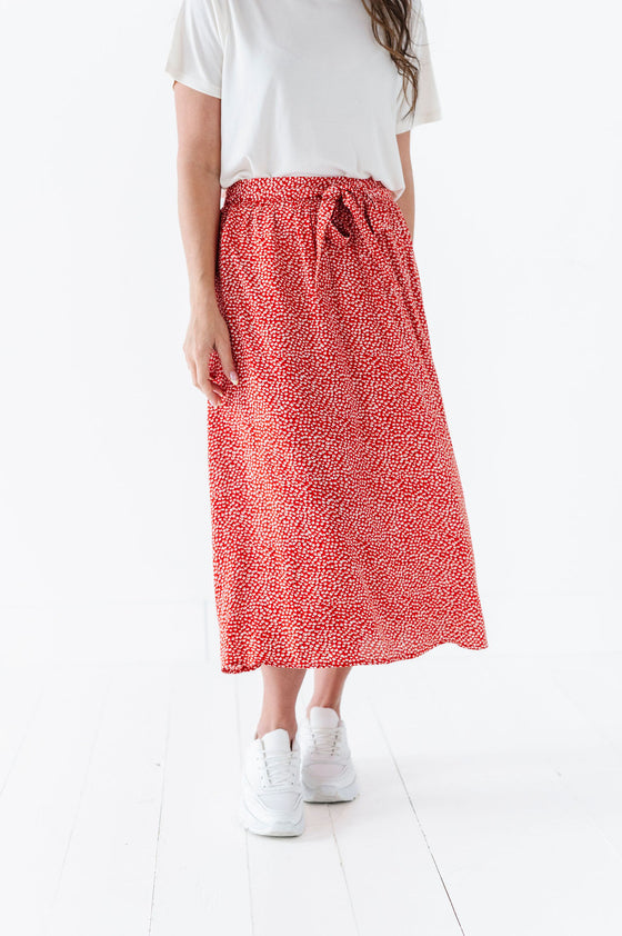 Michele Midi Skirt in Red