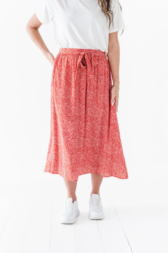 Michele Midi Skirt in Red