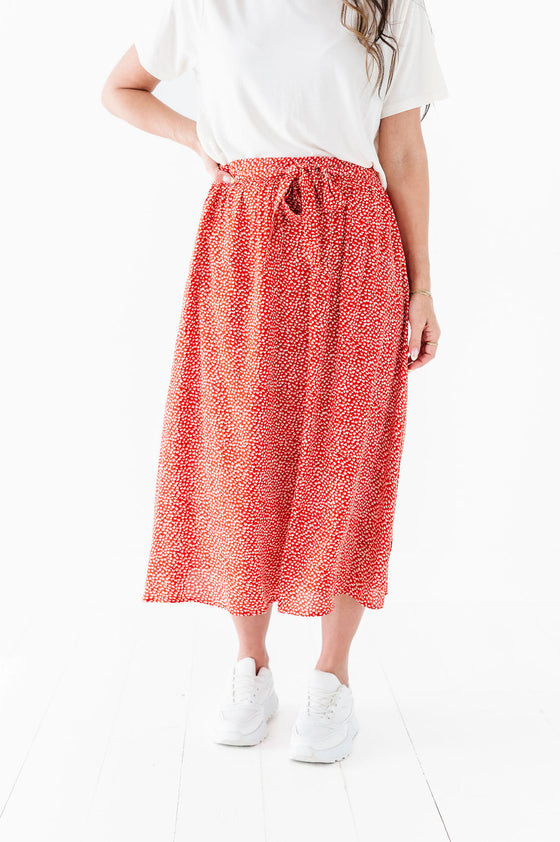 Michele Midi Skirt in Red