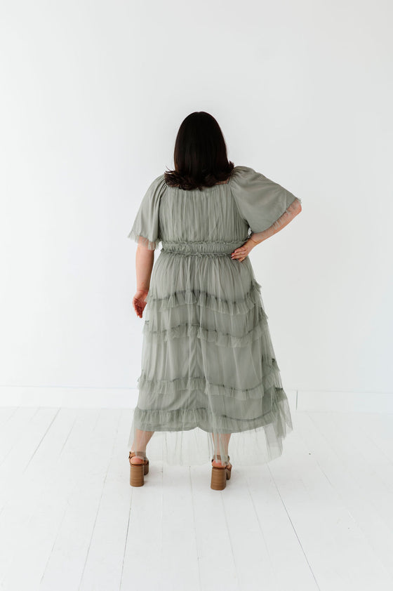 Vienna Ruffle Tiered Dress in Olive