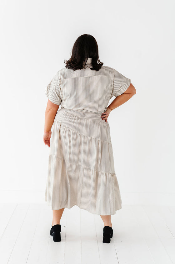 Lennox Dress in Oatmeal Stripe