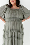 Vienna Ruffle Tiered Dress in Olive