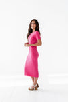 Harper Short Sleeve Dress in Hot Pink