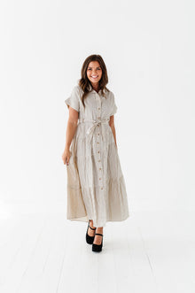  Lennox Dress in Oatmeal Stripe