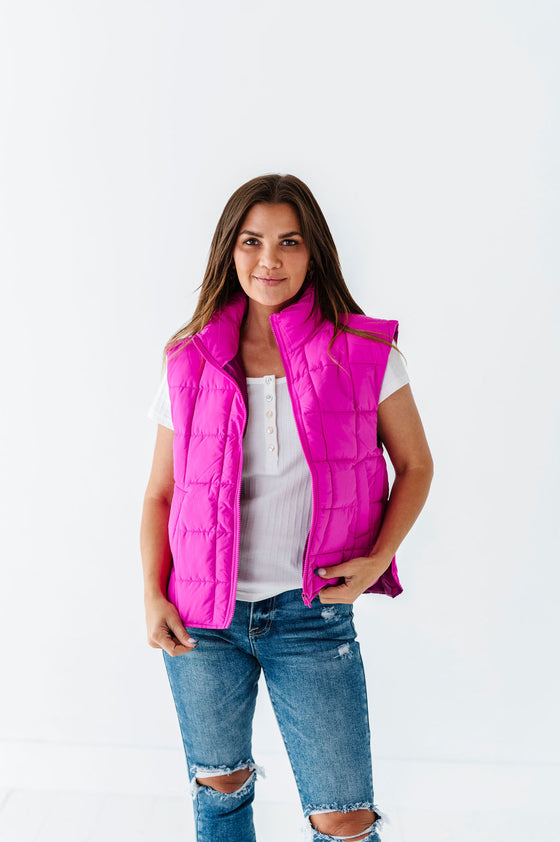 Westwick Puffer Vest in Fuschia