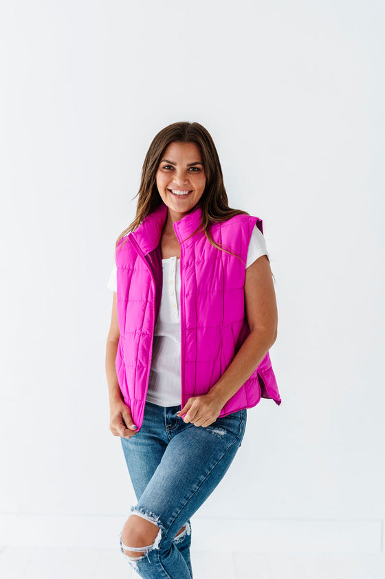 Westwick Puffer Vest in Fuschia