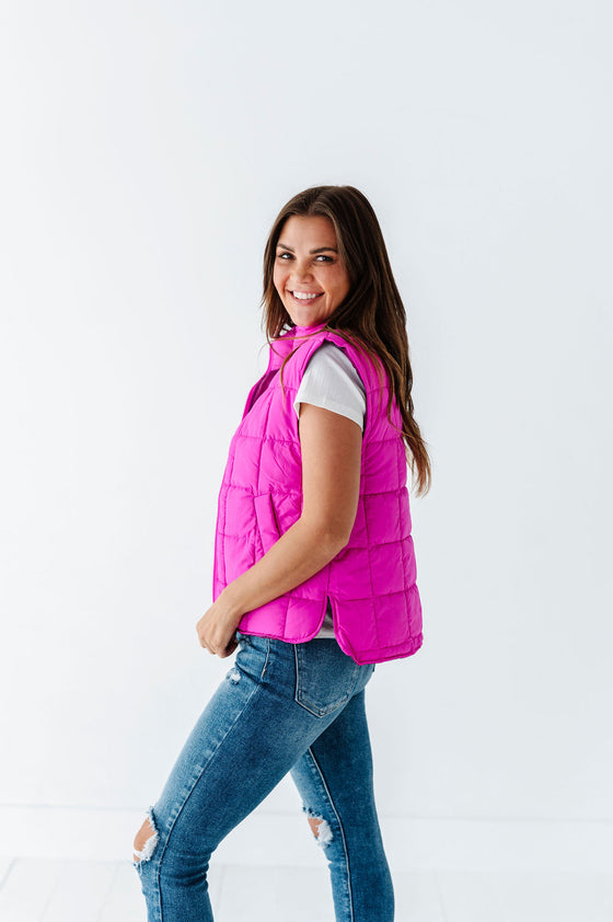 Westwick Puffer Vest in Fuschia