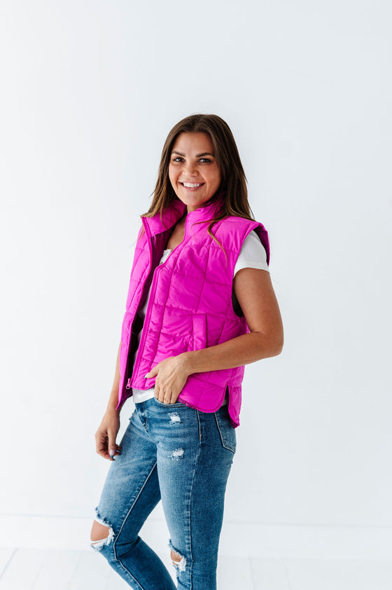 Westwick Puffer Vest in Fuschia