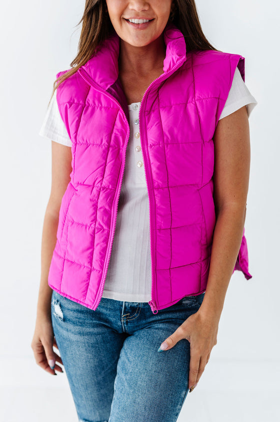 Westwick Puffer Vest in Fuschia