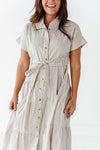 Lennox Dress in Oatmeal Stripe