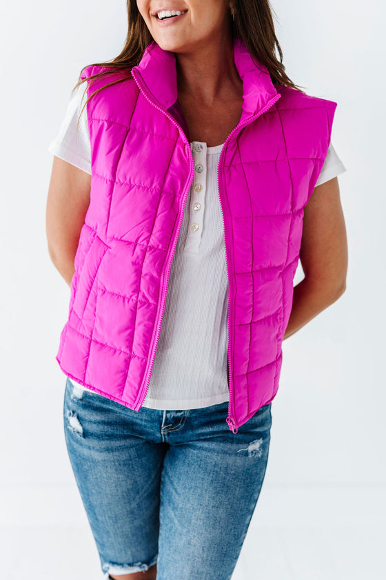 Westwick Puffer Vest in Fuschia