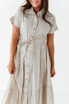 Lennox Dress in Oatmeal Stripe