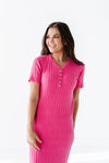 Harper Short Sleeve Dress in Hot Pink