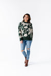 Calla Floral Knit Sweater in Green