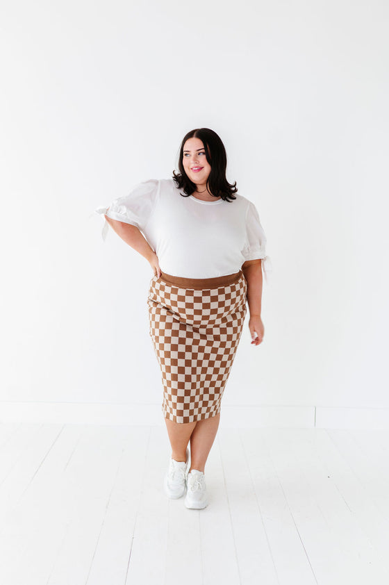 Finish Line Checkered Skirt in Brown