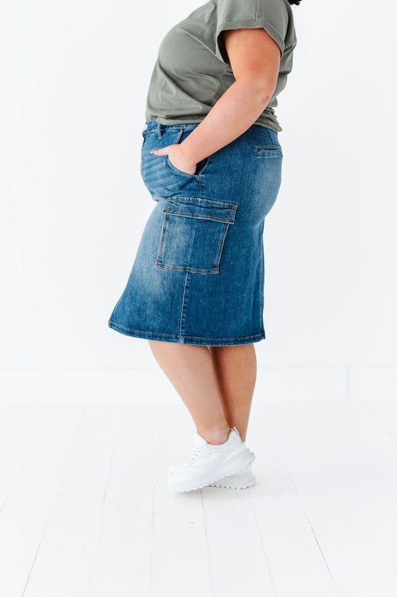 Camilla Cargo Skirt in Denim