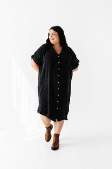  Malia Button Down Gauze Dress in Black - Size 3X Left