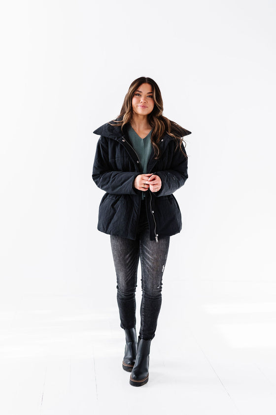 Arden Puffer Coat in Black