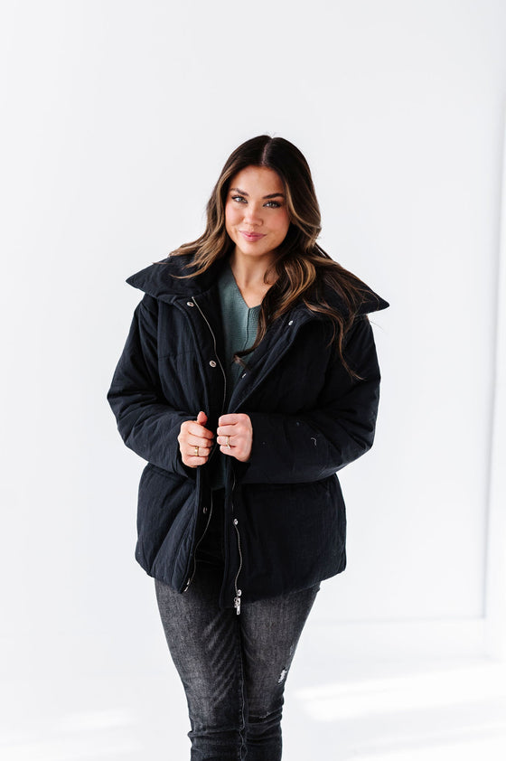 Arden Puffer Coat in Black