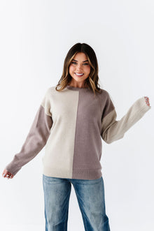  Senna Colorblock Sweater in Mocha