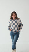 Sawyer Checkered Sweater in Blue