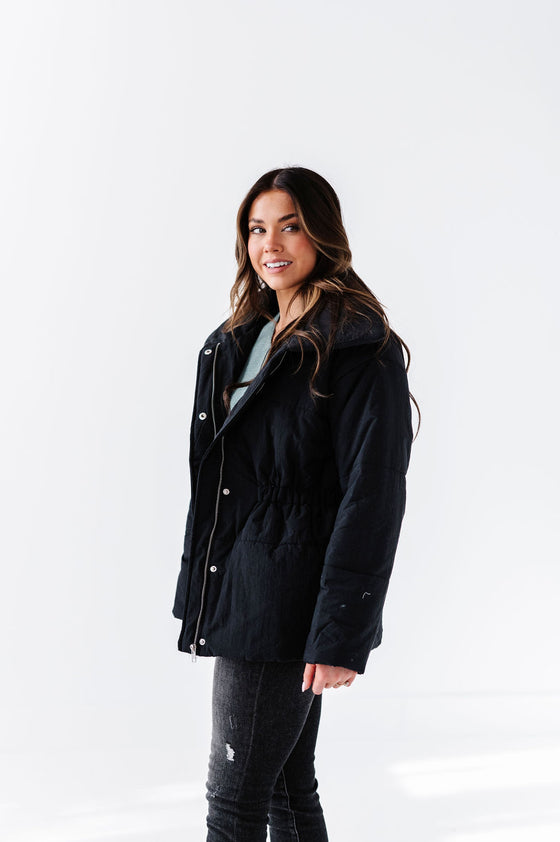 Arden Puffer Coat in Black