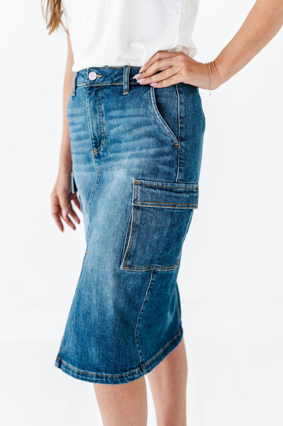 Camilla Cargo Skirt in Denim