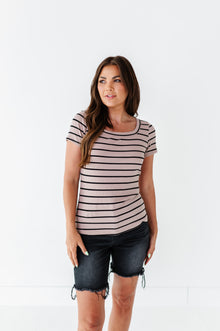  Taylor Striped Top in Taupe