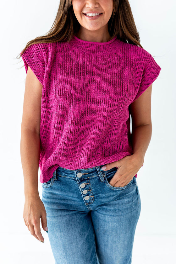 Annie Sweater Top in Magenta