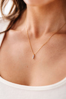  Gold Chain Crystal Pendant Necklace