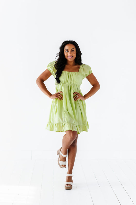 Tessa Babydoll Dress in Lime