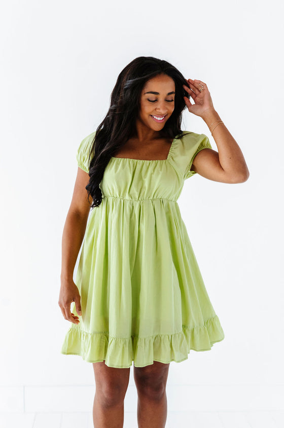 Tessa Babydoll Dress in Lime