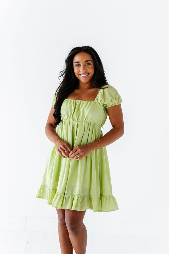 Tessa Babydoll Dress in Lime